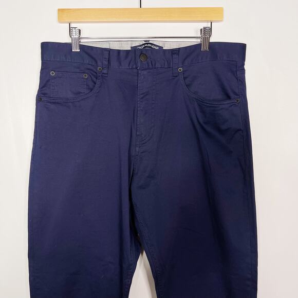 Calvin Klein Mens 34 x 32 Navy Blue Sateen Slim Fit Straight Leg Chino Pants - Picture 3 of 11